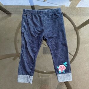 Flower Ankle Cuff Leggings in Blue Denim/Pink - Size 2T